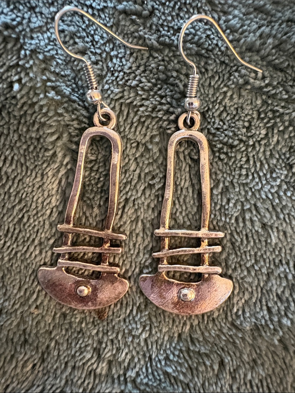 Sterling-Style Silver Tone Modern Dangle Earrings - Silver